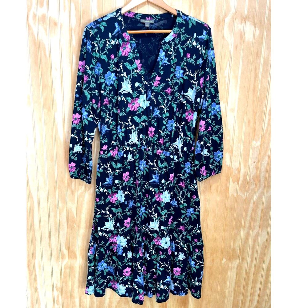 Style & Co midi dress cotton modal dark fall floral comfy ruffle hem women XL
